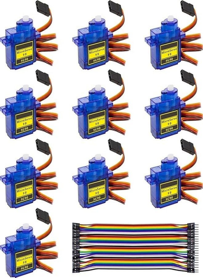TESTIN ELECTRONICS 10 PACK SERVO MOTOR SG90 WITH MALE TO FEMALE JUMPER WIRE - Image 1